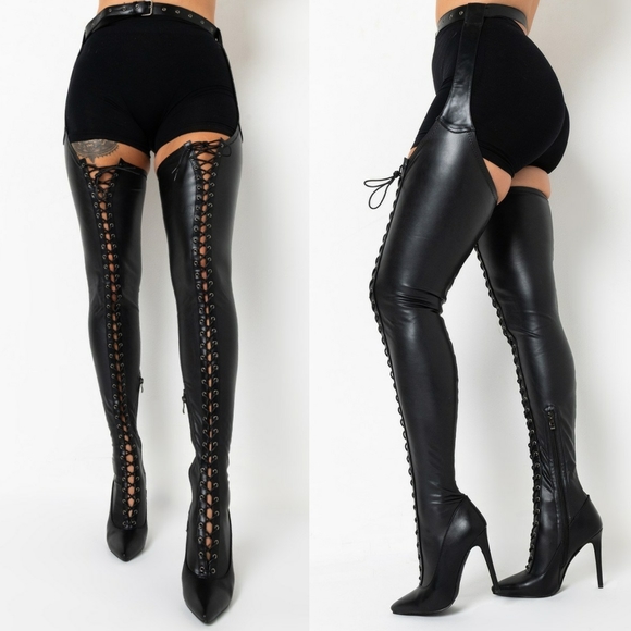 Super stretch lace up chap boots